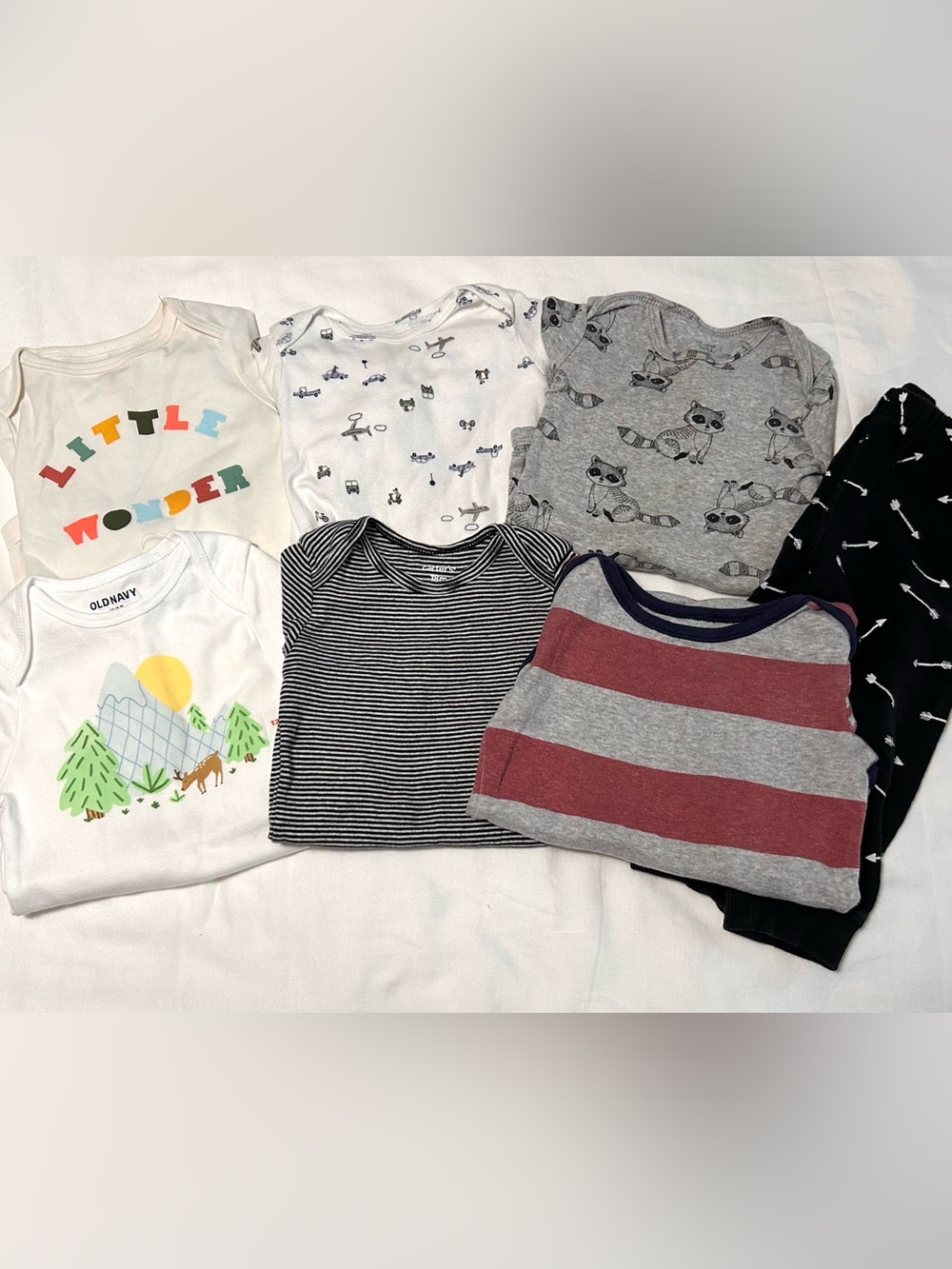 18 Month Toddler Long and Short Sleeve Bodysuits Pants 7 pieces! Excellent Cond